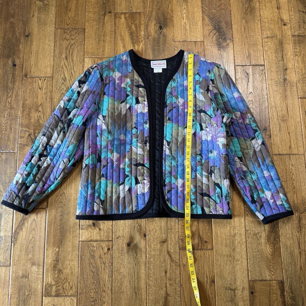 VTG Marc Anthony Quilted Jacket Pastel Colorful Open Front Womens L Made in USA - Picture 4 of 6